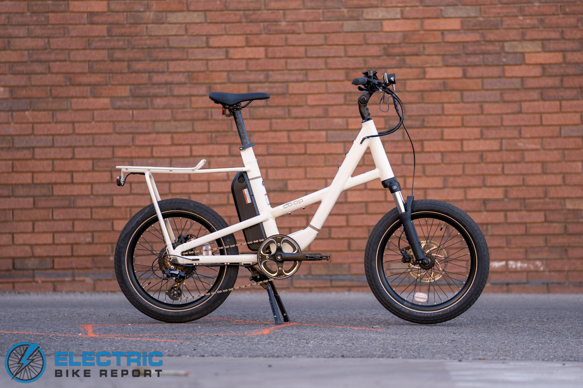 Co-ops Cycles Generation e1 profile shot with double kickstand down